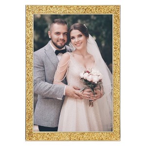 REGALWOVEN Wedding Gift Home Tabletop Decor Shiny Metal Photo Frame with Real Glass - 1 of 4