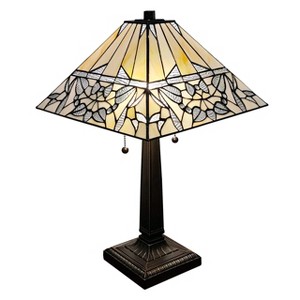 Amora Lighting Tiffany Style Table Lamp Banker Mission 23" Tall - 1 of 2