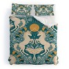 Deny Designs King Avenie Unicorn Damask Duvet Cover and Pillow Shams Turquoise Gold: Abstract Non-Woven, Machine Washable - 2 of 4