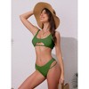 INSPIRE CHIC Women's Cutout Racerback Ribbed Bikini Sets, Scoop Neck Top Triangle Bottom Swimwear Bathing Suits 1 Set - 4 of 4