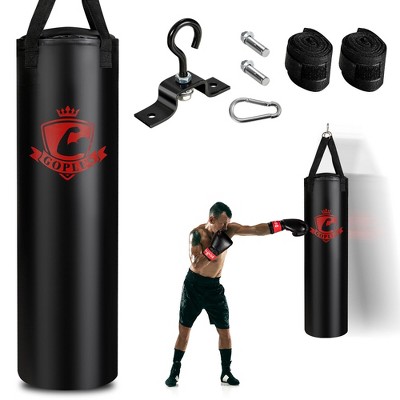 Costway Brandclub Costway 63 lbs Filled Punching Hanging Bag Set Kick Boxing MMA training w Gloves Adults