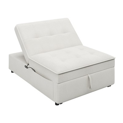Airsurfer 4-in-1 Convertible Sofa Bed Chair with Folding Ottoman, USB Port & Storage Pocket, Ideal for Small Spaces, Apartment, Bedroom, White