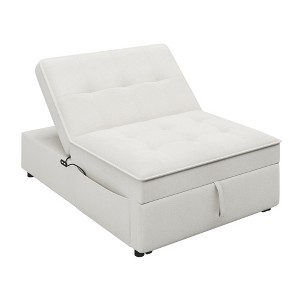 Airsurfer 4-in-1 Convertible Sofa Bed Chair with Folding Ottoman, USB Port & Storage Pocket, Ideal for Small Spaces, Apartment, Bedroom, White - 1 of 4