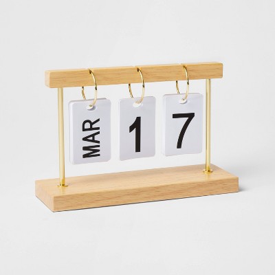 Rubber Wood Desk Calender Natural Wood - Threshold&#8482;