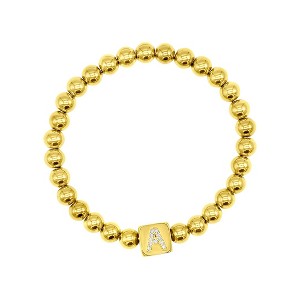 Adornia 14k Gold Plated Initial Cube Stretch Bracelet - 1 of 3