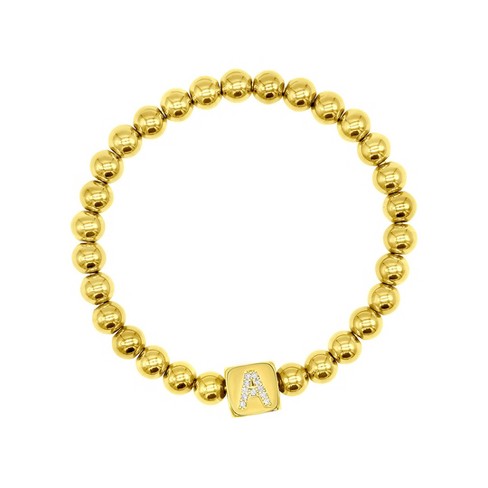 Adornia 14k Gold Plated Initial Cube Stretch Bracelet - image 1 of 3