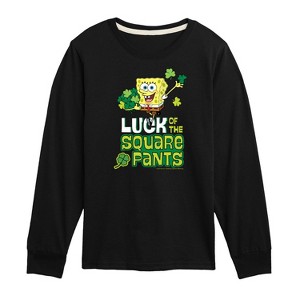 Boys' - SpongeBob Squarepants - Luck Of The Square Pants Long Sleeve Graphic T-Shirt - 1 of 4