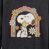 Women's - Peanuts - Retro Flower Rainbow Lightweight French Terry Wide Neck Long Sleeve Shirt - 2 of 4