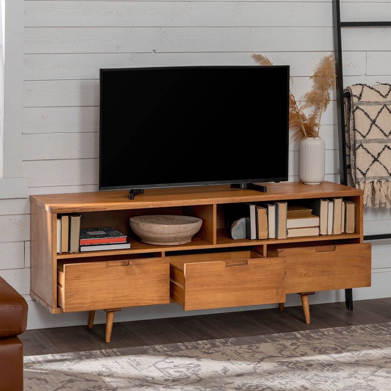 Cara Mid-Century Modern 3 Drawer TV Stand for TVs up to 65" - Saracina Home, 3 of 29