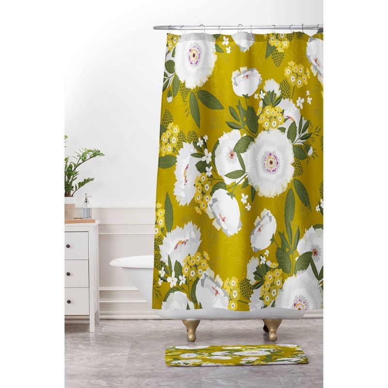 Fleurette Midday Shower Curtain Olive Green - Deny Designs, 4 of 7