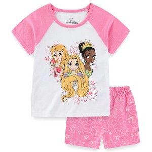 Disney Princess Girls Short Sleeve T-Shirt and French Terry Shorts Set for Toddler and Big Kids - 1 of 4
