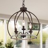LNC Ribbon 3-Light 15" Farmhouse  Dome Small Chandelier, Rustic Bronze and Distressed Grayish White - 2 of 4