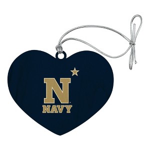 US Naval Academy Primary Logo Heart Love Wood Christmas Tree Holiday Ornament - 1 of 3