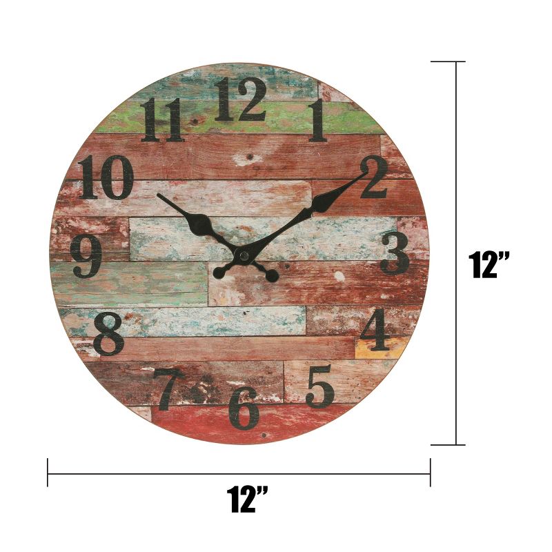 12&#34; Round Rustic Wooden Wall Clock Red - Stonebriar Collection, 2 of 5