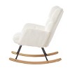 Gulches Ivory White Teddy Fabric Tufted Glider Rocking Chair, Metal Frame & Rubber Wood Legs, 300 lbs Capacity for Living Room & Bedroom - 4 of 4