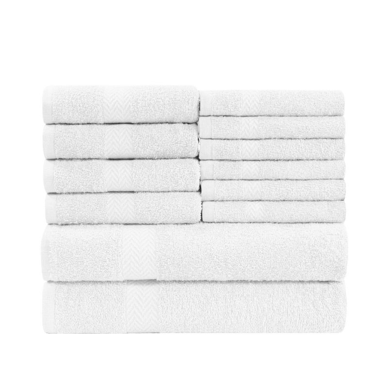Absorbent Eco-Friendly Cotton Assorted 12-Piece Bath, Hand, Face Towel Set by Blue Nile Mills, 1 of 8