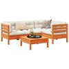 vidaXL 5 Piece Patio Sofa Set with Cushions Solid Wood Pine - Wax Brown - 2 of 4