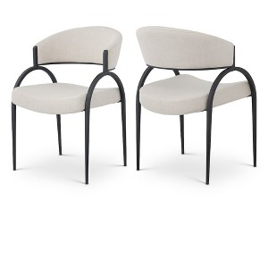 Meridian Furniture,Privet Linen Textured Fabric Dining Chair, Set of 2 - 1 of 4