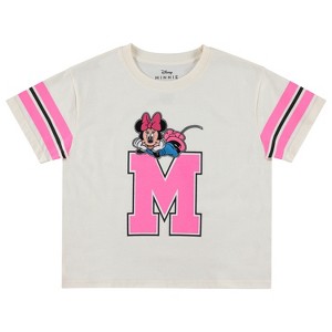 Ladies Mickey & Minnie Mouse Shirt - Classic Mickey & Minnie Mouse - Disney Mickey & Minnie Stripe Sleeve Skimmer Tee - 1 of 1