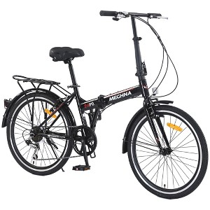 YONWAY 24" Folding Bike, Steel Frame 7 Speed Folding Bike, With Front & Rear V Brakes Anti-Skid Tires, For City Commuting - 1 of 4