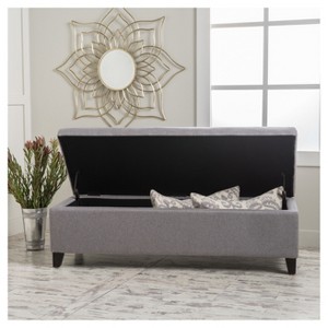 Gable Storage Ottoman - Light Gray - Christopher Knight Home: Hinged Lid, Polyester Upholstery, Hardwood Frame - 1 of 4