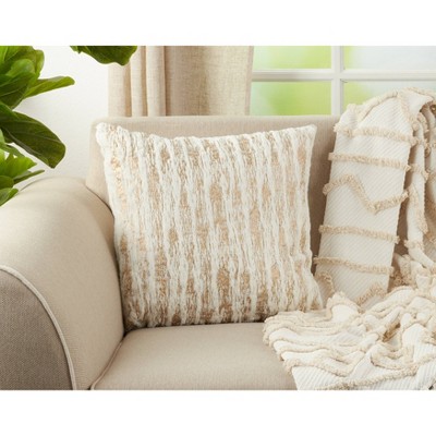 Medium Multicolor Faux Fur Foil Print Decorative Pillow