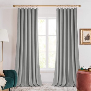 Deconovo 2 Panels Velvet Curtains with 8.5cm New Tape Heading, No Tiebacks, Luxury Soft Drapes for Living Room and Bedroom - 1 of 4