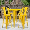Emma and Oliver Commercial Grade 30" Round Metal Indoor-Outdoor Bar Table Set with 4 Cafe Stools - 2 of 4