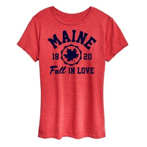 Women's - Instant Message - Maine 1820 Fall in Love Short Sleeve Graphic T-Shirt - 1 of 4