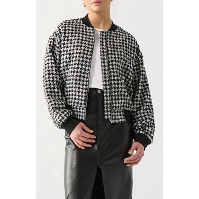 Women's Houndstooth Bomber Jacket - Dex