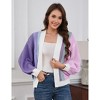 KOJOOIN Women's Color Block Open Front Long Sleeve Casual Cardigan Sweater Ribbed Knit Cropped Cardigan Sweaters - 3 of 4