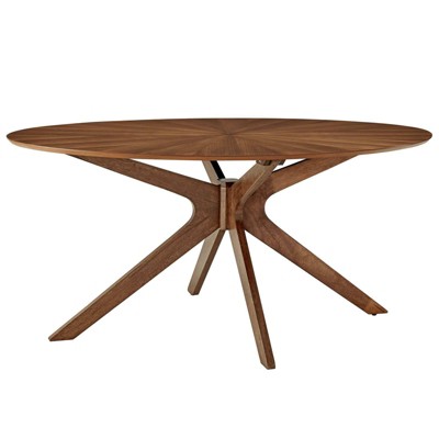 63" Crossroads Oval Wood Dining Table Walnut - Modway