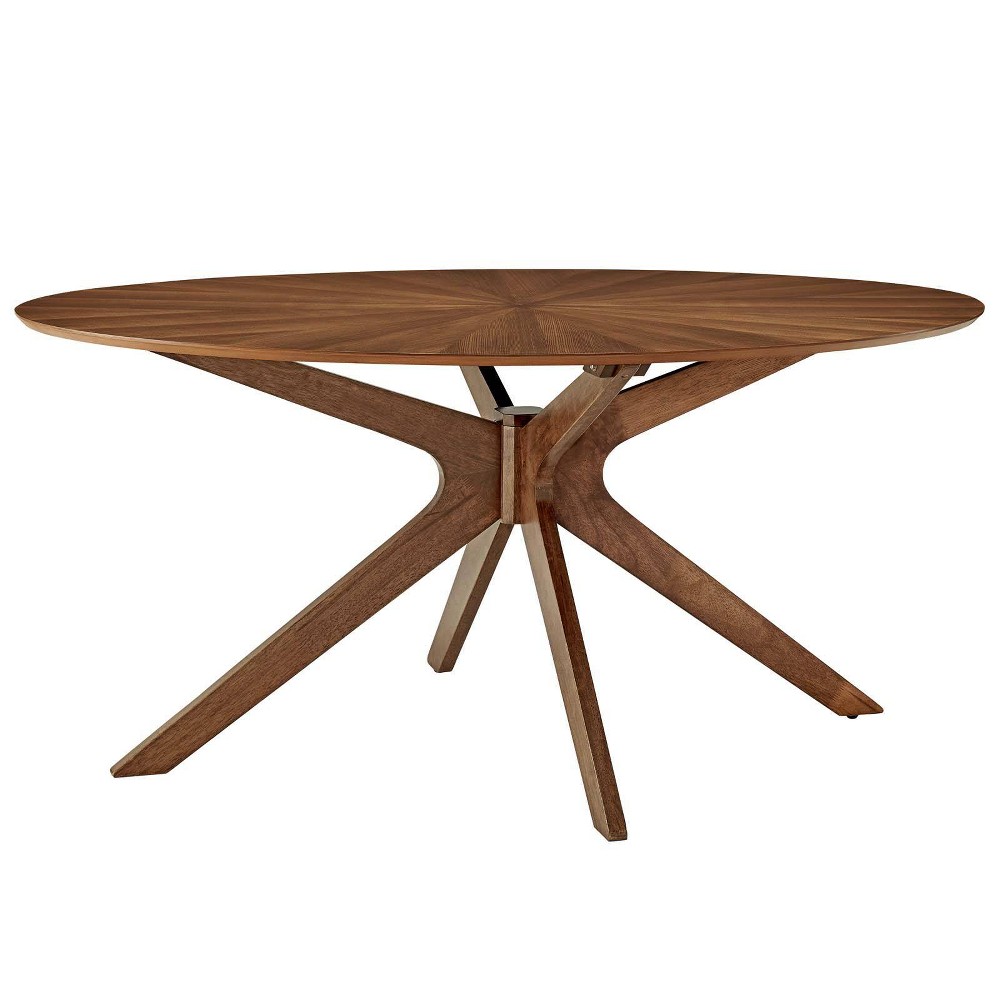 Photos - Dining Table Modway 63" Crossroads Oval Wood  Walnut  