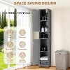 Tall Bathroom Storage Cabinet with 2 Doors,67"Narrow Floor Standing Cabinet with 3 Adjustable Shelves,Waterproof Metal Organizer for Bathroom,Kitchen - 3 of 4