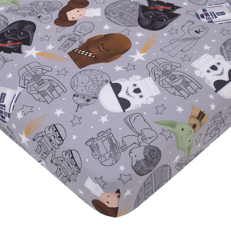 Star Wars Welcome to the Galaxy Navy and Gray Yoda, R2-D2, Chewbacca, and Princess Leia 4 Piece Toddler Bed Set, 3 of 7