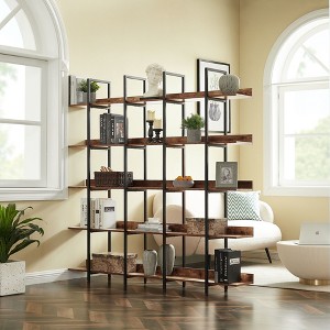 Sapphtopaz 5-Tier Bookcase with Metal Frame, Industrial Style Space Saving Display Open Bookshelf for Small Spaces, Office - 1 of 4