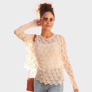 Women's Feather Look Sweater - LASCANA - 1 of 4