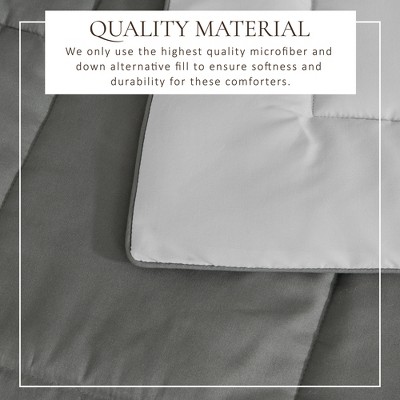 King Size Dark Grey and Light Grey Reversible Microfiber Comforter Set