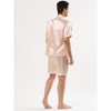 Lars Amadeus Men's Short Sleeve Top and Pants Summer Satin Pajama Sets - 4 of 4