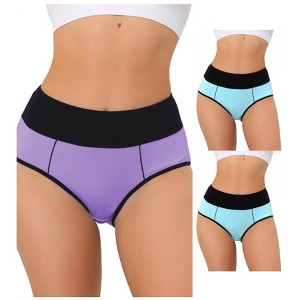 Allegra K Women's High-Waisted Tummy Control Color-Block Available in Plus Size Briefs 3 Packs - 1 of 4