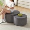 Nesting Upholstered Round Coffee Table Set of 2,Corduroy Foam Ottoman Side Tables,No Assembly Needed for Modern Living Room-Baofuwish - 3 of 4