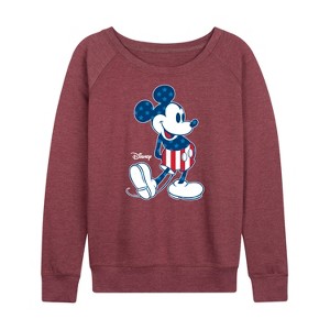 Women's - Disney - Americana Lightweight French Terry Wide Neck Long Sleeve Shirt - 1 of 4