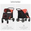 Foldable Dog Stroller for Medium and Large Dogs with Mesh Window Shock Absorption Storage and Safety Leash for Travel and Walking - LAOTIES - 4 of 4
