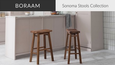 Sonoma 24" Distressed Black Charcoal Backless Saddle Wood Stool