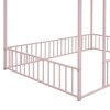 MAYEERTY Full Size Metal House Bed Frame, Fence, Kids Teens Bedroom, Pink - 3 of 4