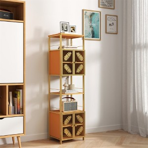 Tall Large Storage Cabinet With Open Compartments And 2 Cabinets With Doors, Floor Standing Cabinet For Home Office Kitchen Bathroom Living Room - 1 of 4