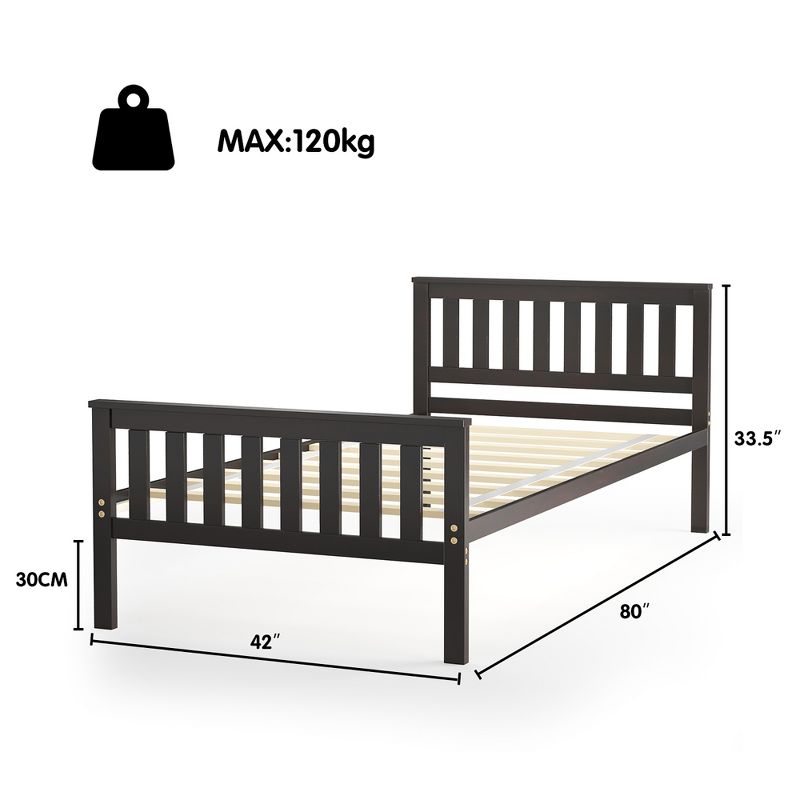 Costway Twin Wood Platform Bed with Headboard and Footboard Mattress Foundation, 2 of 10