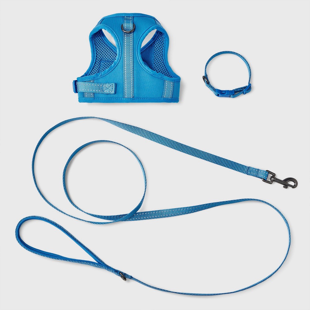 Comfort Walk Dog Collar Harness Leash Set - 72" - XS - Blue - Boots & Barkley™ 3pc