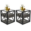 ACEPANO 17.72 in. W Set of 2 Modern End Table with Drawer, MDF & Tempered Glass Top-Gray - 4 of 4