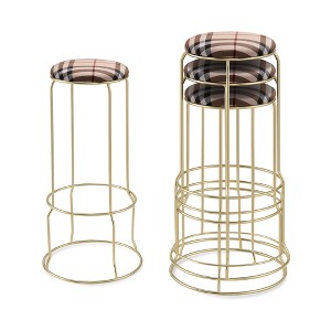 Kings Brand Furniture 4-Pack Stack Stools, Upholstered w/Metal Legs Backless Stackable  Bar and Counter Height Stool, Dining Room Kitchen Chairs - 1 of 4